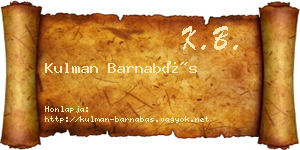 Kulman Barnabás névjegykártya