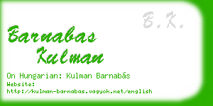 barnabas kulman business card