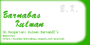 barnabas kulman business card
